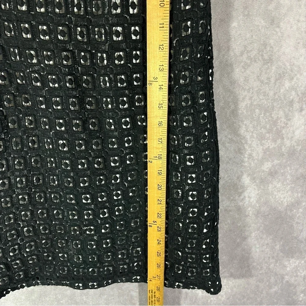 Kate Spade Eyelet Shift Dress Womens 10 Black White Bow Skirt the Rules Coquete